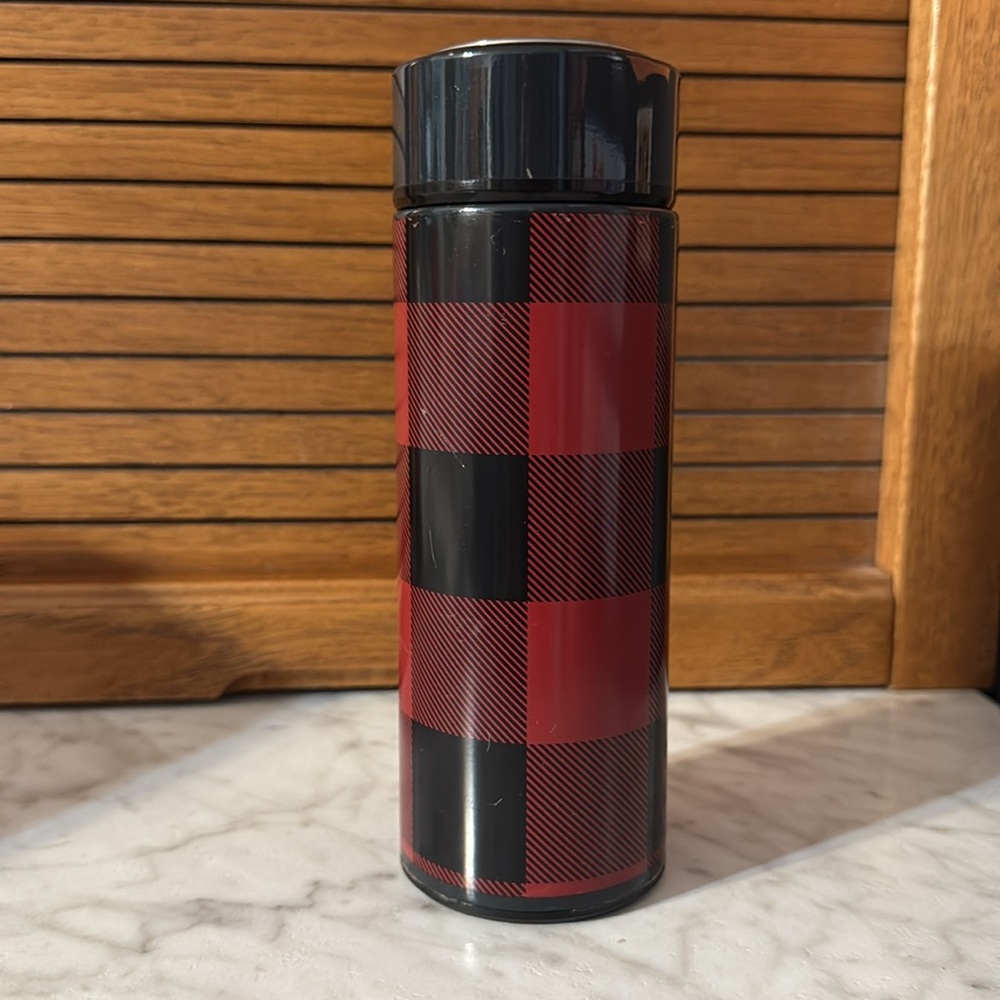 Lug Chuggie Insulated Water Bottle 12oz Buffalo Check Red